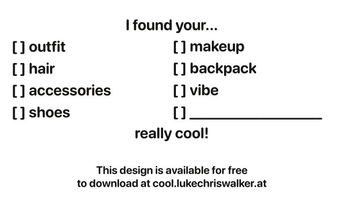 Preview of the back of the card with checkboxes